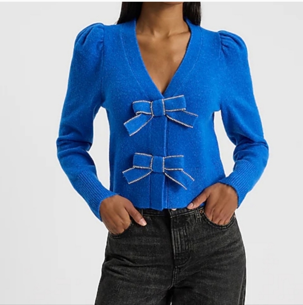 Express embellished v neck cardigan size large